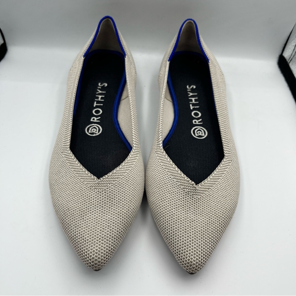 Rothy’s The Point Flat W8 Beige Almond Knit Sustainable Washable Ballet